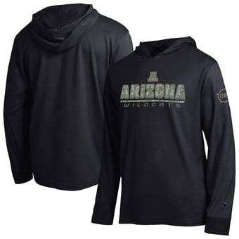 Men's Champion  Black Arizona Wildcats Operation Hat Trick Camo Script Hooded Long Sleeve T-Shirt