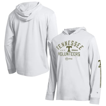 Men's Champion  White Tennessee Volunteers Operation Hat Trick Sleeve Line Hooded Long Sleeve T-Shirt
