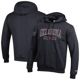 Men's Champion Black Oklahoma Sooners Operation Hat Trick Camo Script Powerblend Fleece Hoodie