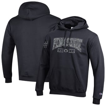 Men's Champion Black Penn State Nittany Lions Operation Hat Trick Camo Script Powerblend Fleece Hoodie