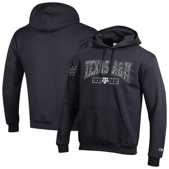 Men's Champion Black Texas A&M Aggies Operation Hat Trick Camo Script Powerblend Fleece Hoodie