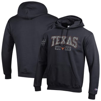 Men's Champion Black Texas Longhorns Operation Hat Trick Camo Script Powerblend Fleece Hoodie