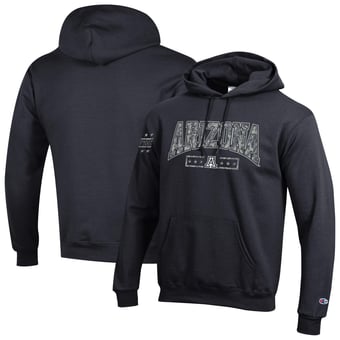 Men's Champion Black Arizona Wildcats Operation Hat Trick Camo Script Powerblend Fleece Hoodie