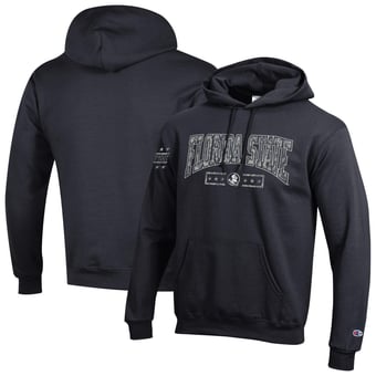 Men's Champion Black Florida State Seminoles Operation Hat Trick Camo Script Powerblend Fleece Hoodie