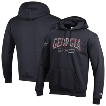 Men's Champion Black Georgia Bulldogs Operation Hat Trick Camo Script Powerblend Fleece Hoodie