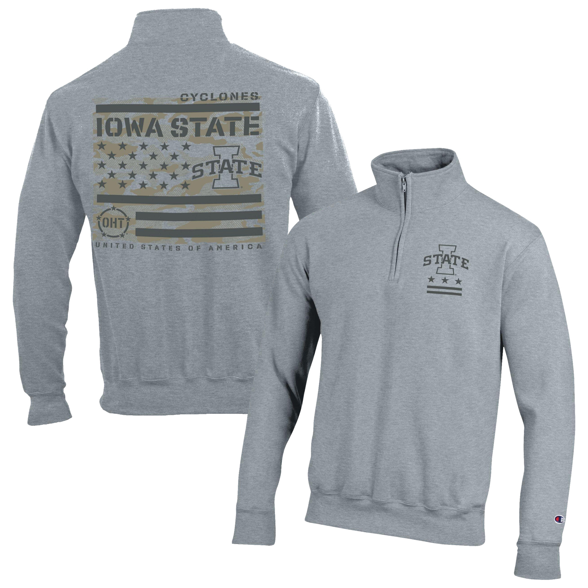 Men’s Champion Heather Gray Iowa State Cyclones Operation Hat Trick Flag Powerblend Fleece Quarter-Zip Pullover Men’s Champion Heather Gray Iowa State Cyclones Operation Hat Trick Flag Powerblend Fleece Quarter-Zip Pullover