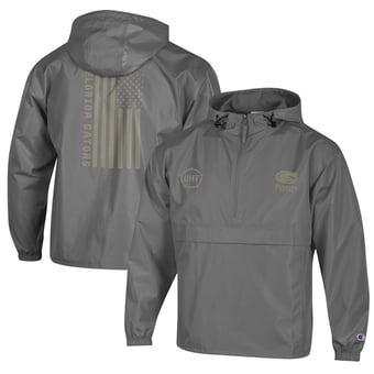 Men's Champion  Graphite Florida Gators OHT Flag Packable Half-Zip Hooded Jacket