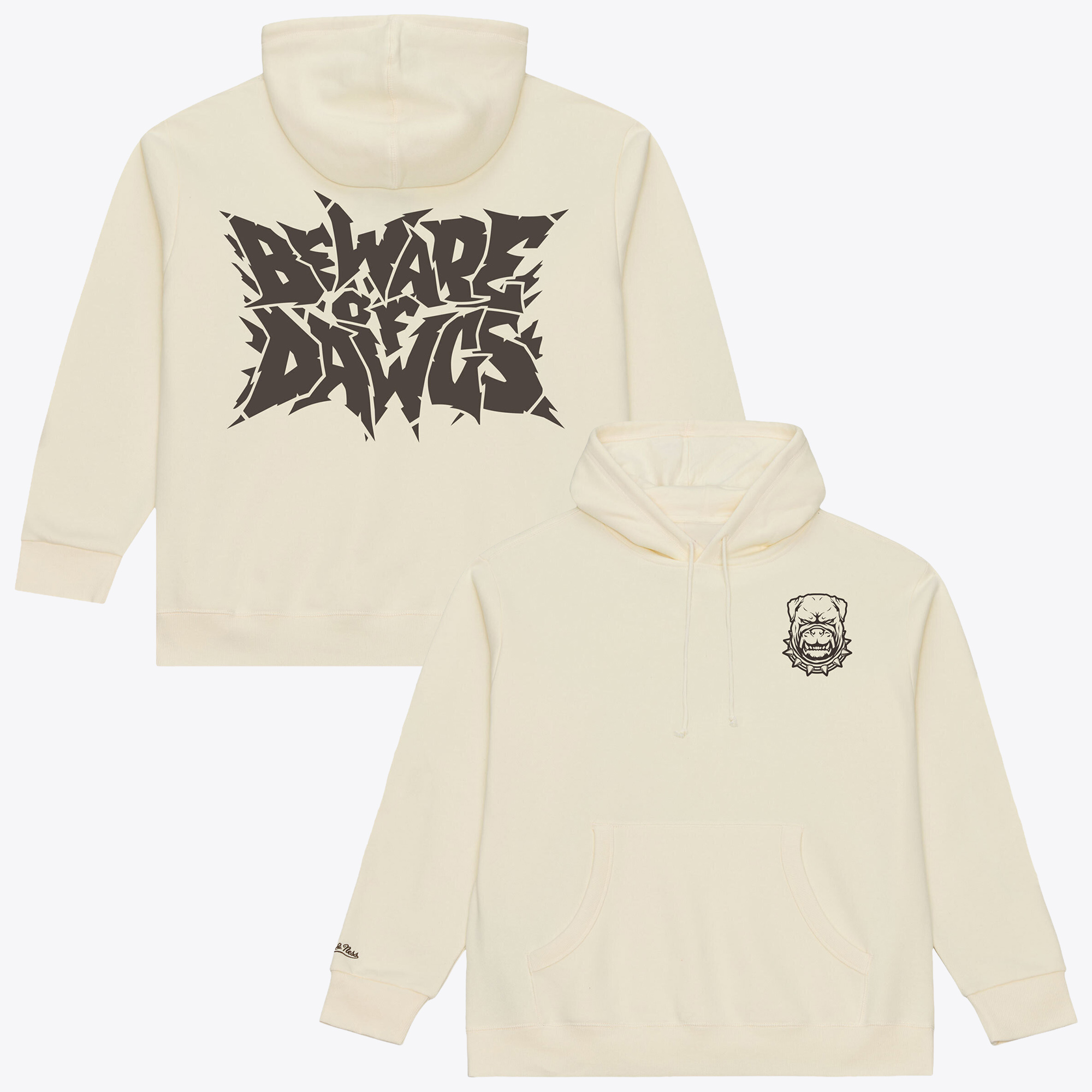 Men's Mitchell & Ness  Cream Cleveland Browns Beware of the Dawgs Hoodie