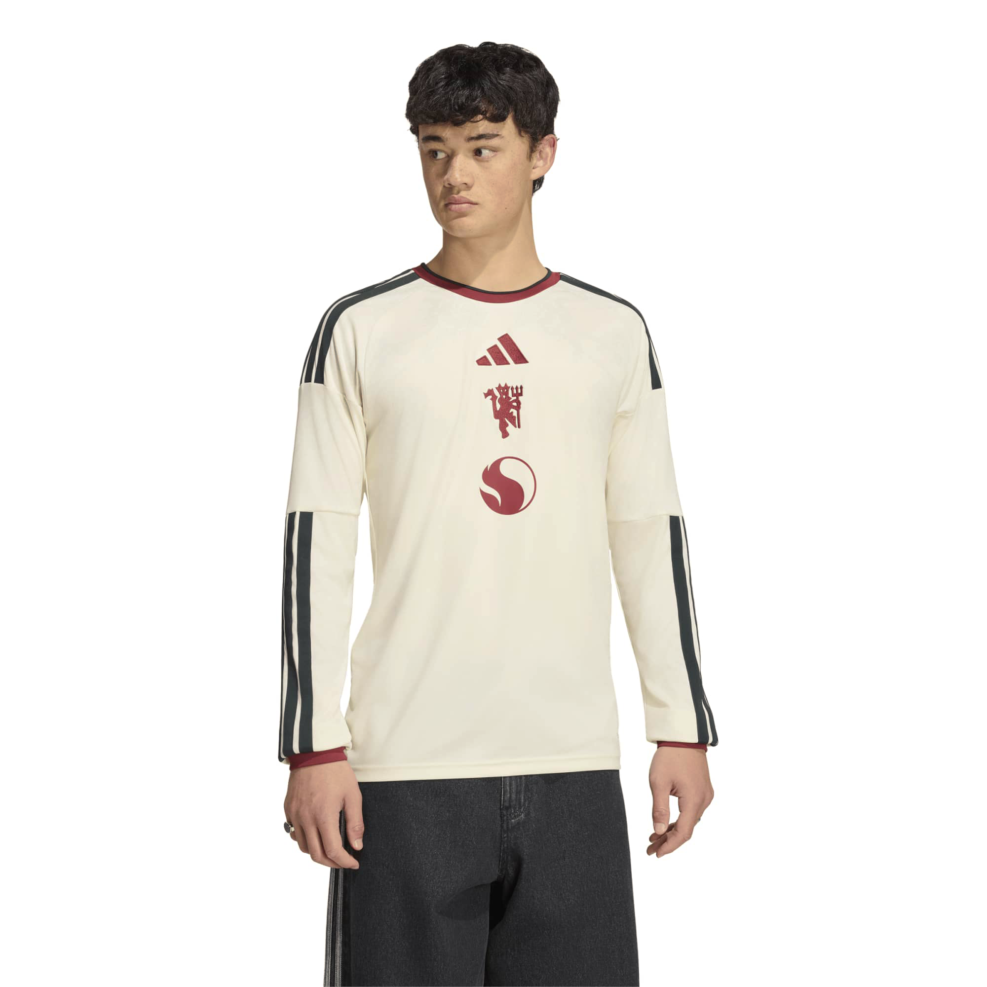 Men's adidas  Cream Manchester United 2026/27 Third Replica Long Sleeve Jersey