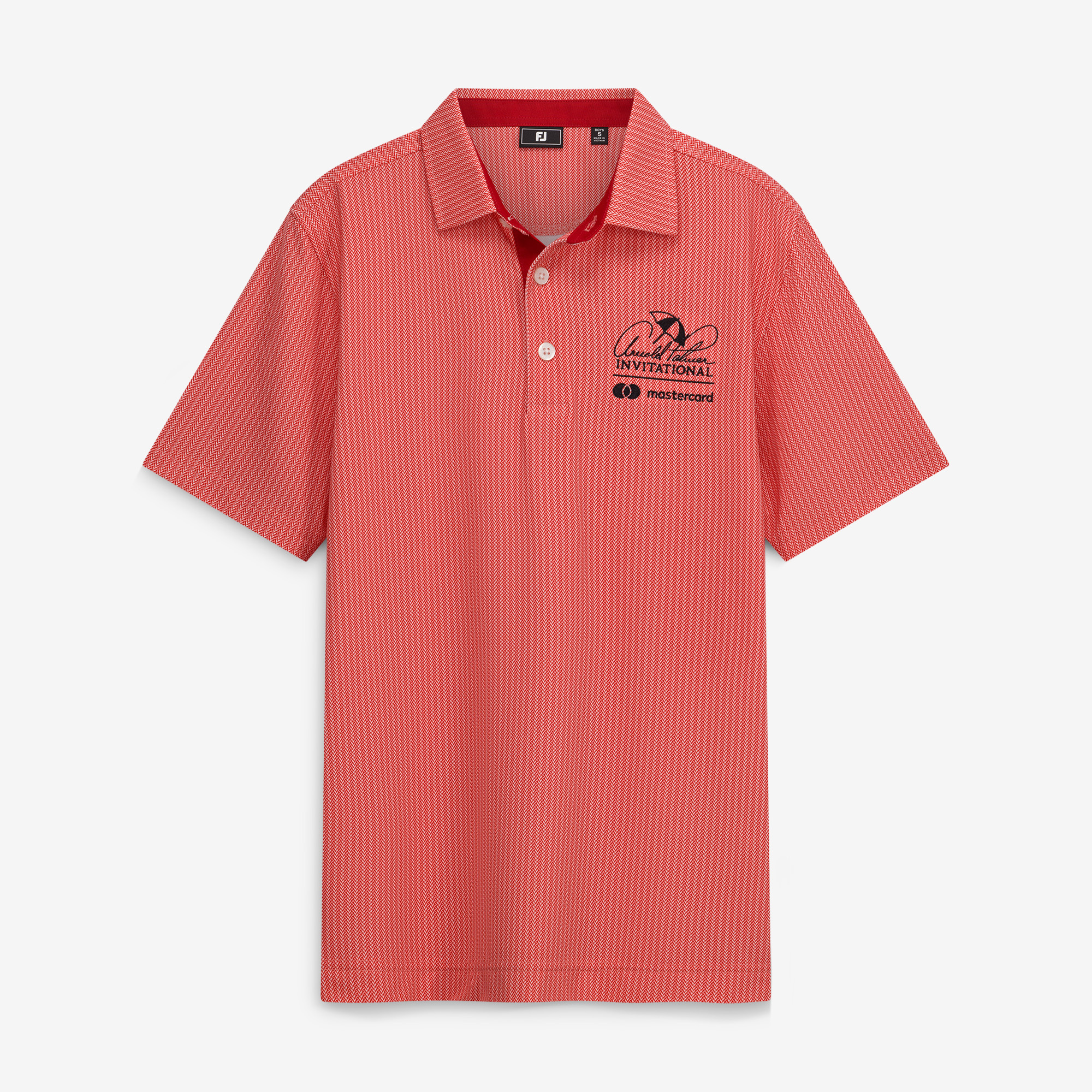 Youth FootJoy Crimson Arnold Palmer Invitational Tee Time Print Lisle ProDry Polo