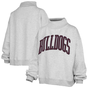 Women's Pressbox Heather Gray Mississippi State Bulldogs Oversized Nelson Mock Neck Sweatshirt
