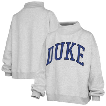 Women's Pressbox Heather Gray Duke Blue Devils Oversized Nelson Mock Neck Sweatshirt