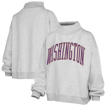 Women's Pressbox Heather Gray Washington Huskies Oversized Nelson Mock Neck Sweatshirt