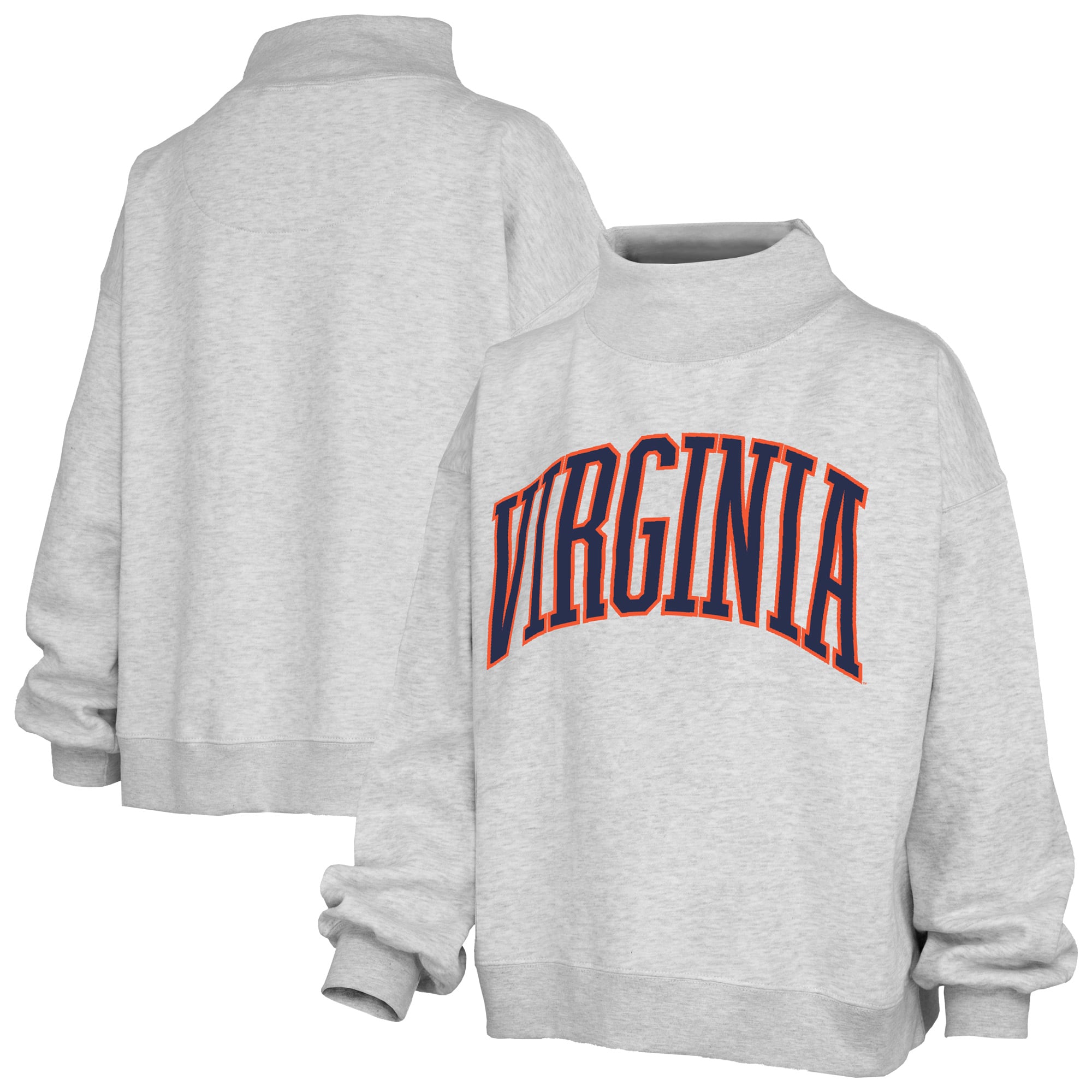 Women's Pressbox Heather Gray Virginia Cavaliers Oversized Nelson Mock Neck Sweatshirt