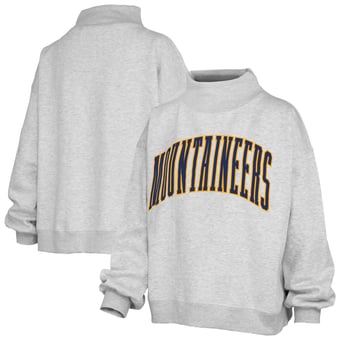 Women's Pressbox Heather Gray West Virginia Mountaineers Oversized Nelson Mock Neck Sweatshirt