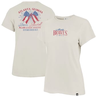Women's '47 Cream Atlanta Braves Bow Burst Frankie T-Shirt