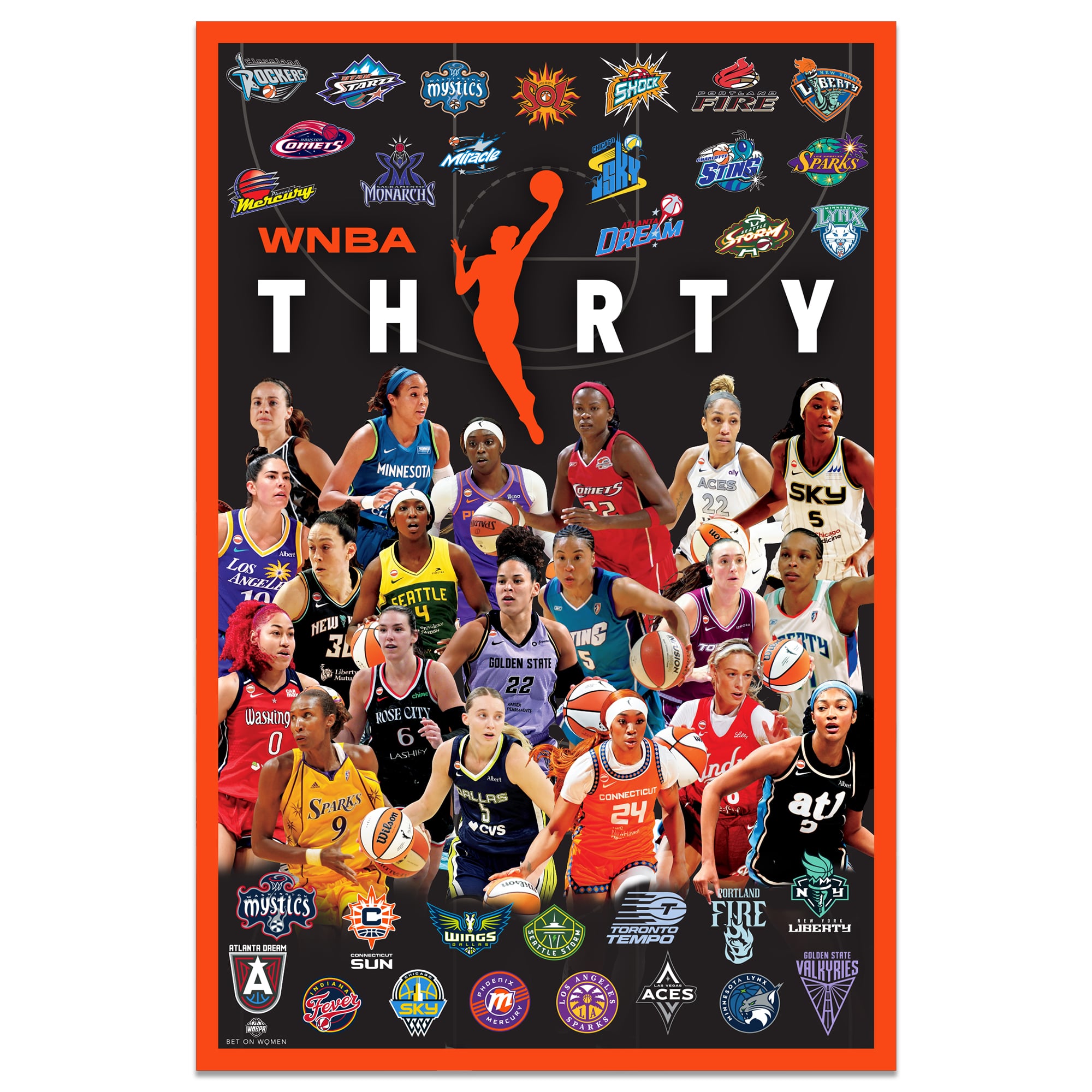 WinCraft WNBA 30th Anniversary 24" x 36" Poster