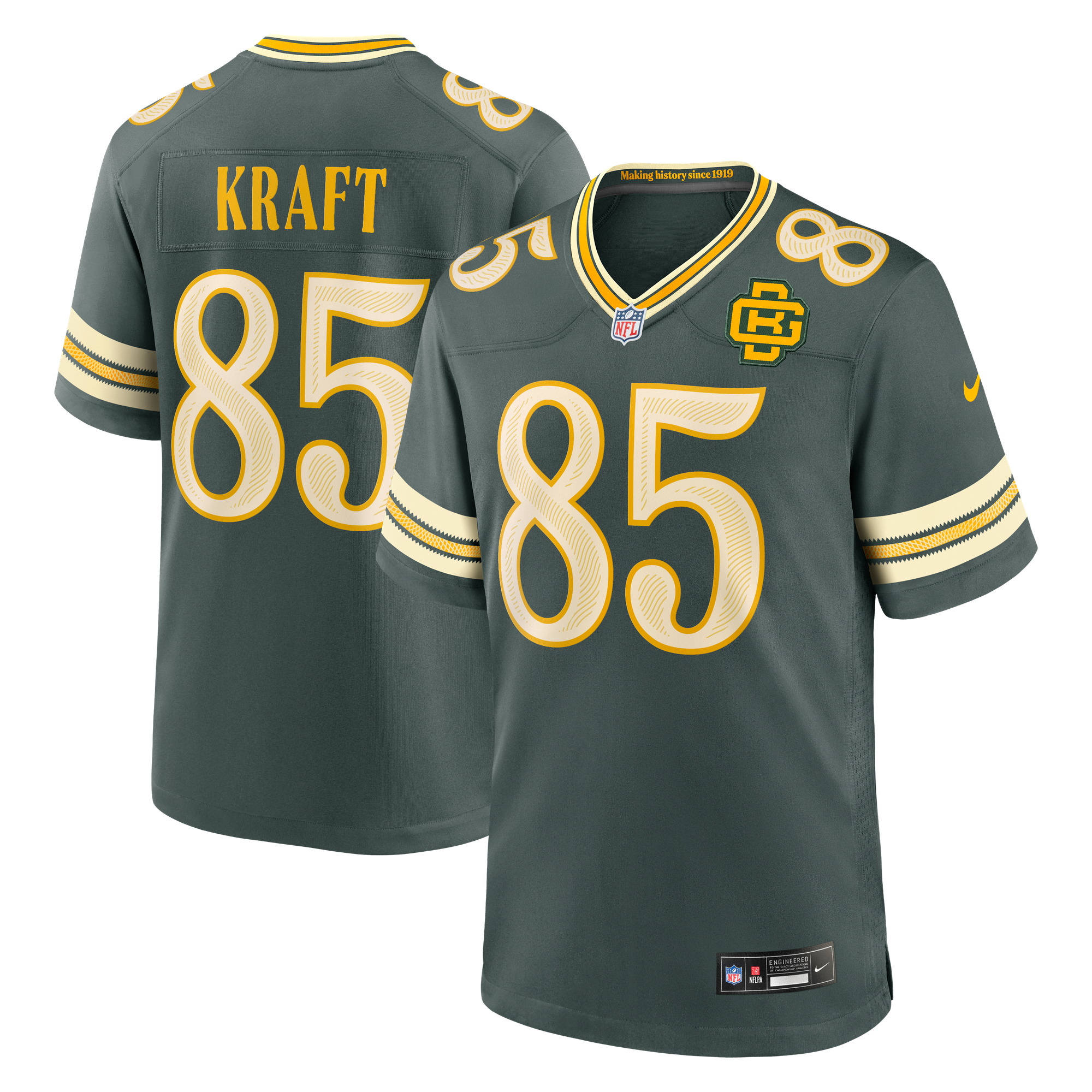 Green Bay Packers Nike Rivalries Game Jersey - Green - Tucker Kraft - Mens