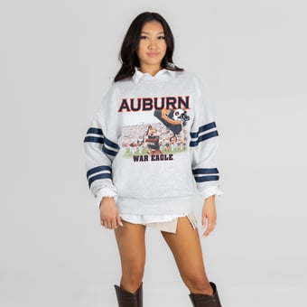 Women's Gameday Couture Ash Auburn Tigers Off the Grid Oversized Fleece Sweatshirt