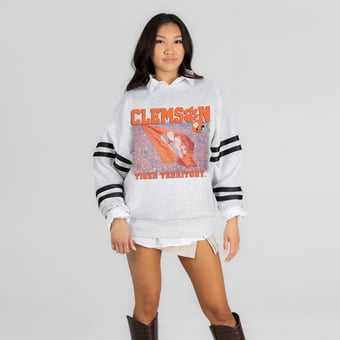 Women's Gameday Couture Ash Clemson Tigers Off the Grid Oversized Fleece Sweatshirt
