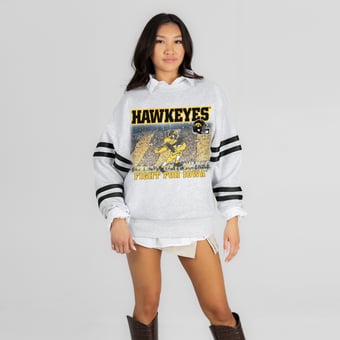 Women's Gameday Couture Ash Iowa Hawkeyes Off the Grid Oversized Fleece Sweatshirt