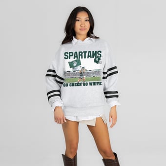 Women's Gameday Couture Ash Michigan State Spartans Off the Grid Oversized Fleece Sweatshirt