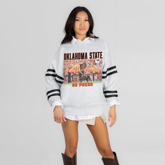 Women's Gameday Couture Ash Oklahoma State Cowboys Off the Grid Oversized Fleece Sweatshirt