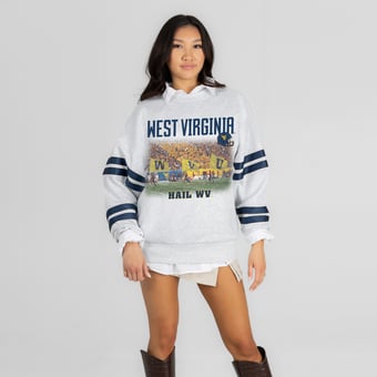 Women's Gameday Couture Ash West Virginia Mountaineers Off the Grid Oversized Fleece Sweatshirt