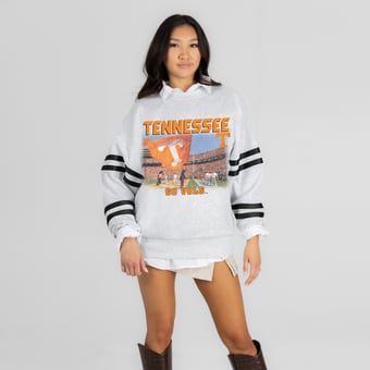 Women's Gameday Couture Ash Tennessee Volunteers Off the Grid Oversized Fleece Sweatshirt
