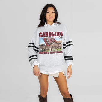 Women's Gameday Couture Ash South Carolina Gamecocks Off the Grid Oversized Fleece Sweatshirt