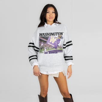 Women's Gameday Couture Ash Washington Huskies Off the Grid Oversized Fleece Sweatshirt