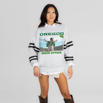 Women's Gameday Couture Ash Oregon Ducks Off the Grid Oversized Fleece Sweatshirt