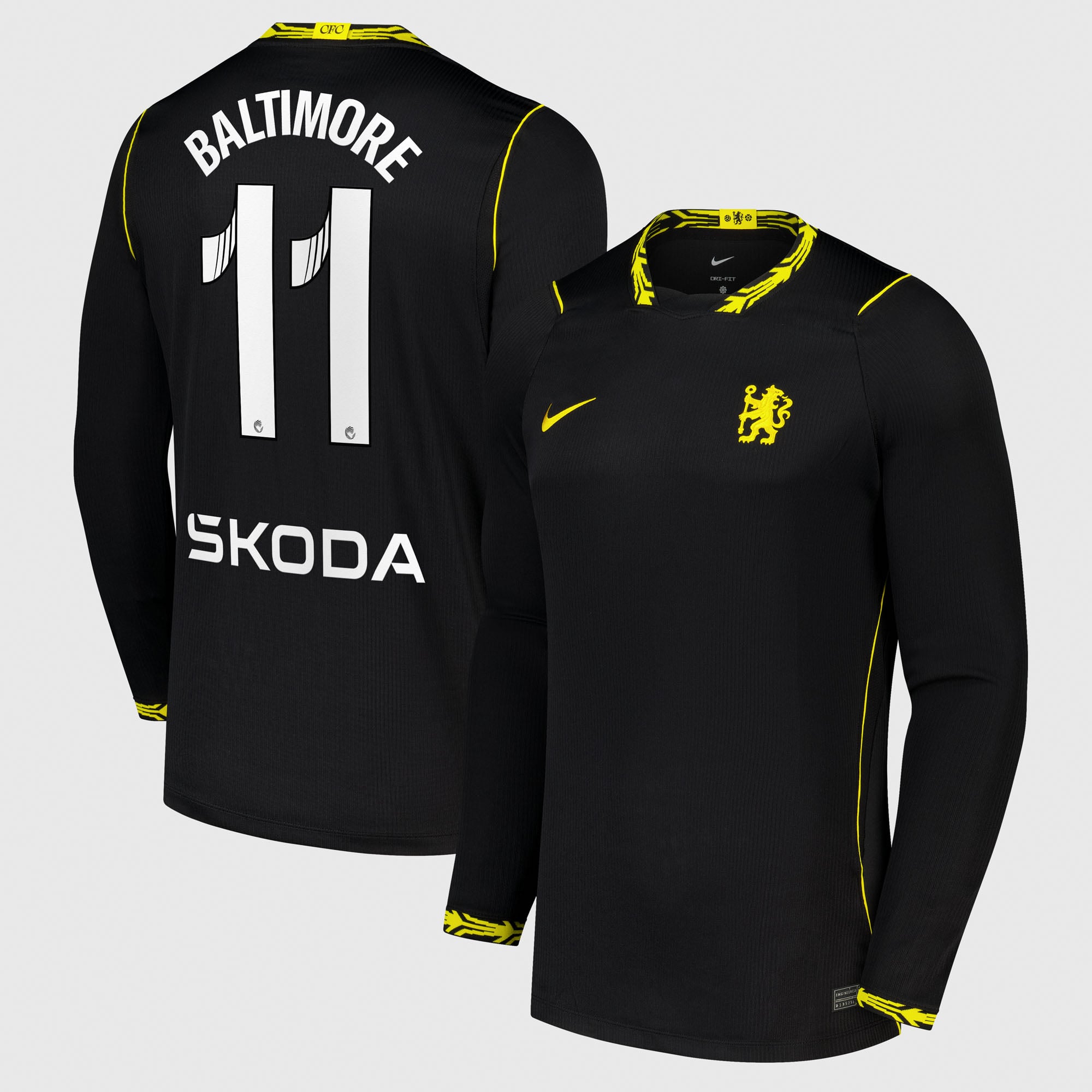 Chelsea WSL Nike Away Stadium Long Sleeve Shirt 2026-27 with Baltimore 11 printing