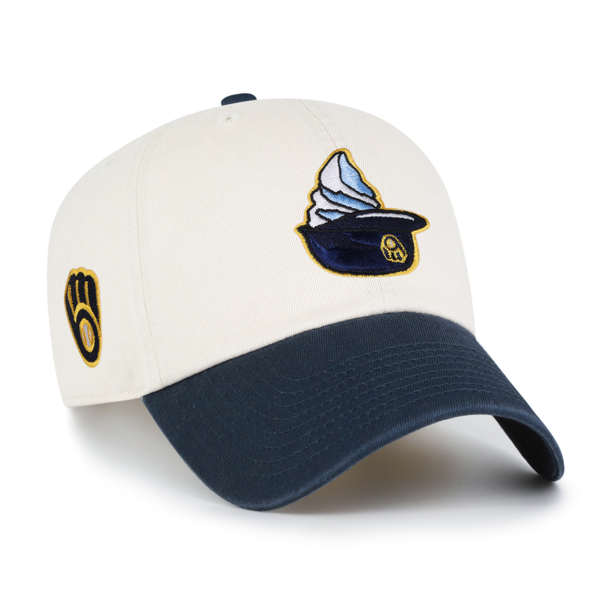 Unisex '47 Natural Milwaukee Brewers Single Swirl Ice Cream Helmet 2.0 Clean Up Adjustable Hat