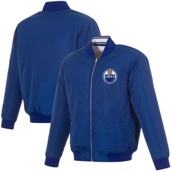 Men's JH Design Royal Edmonton Oilers Full-Zip Reversible Flight Jacket