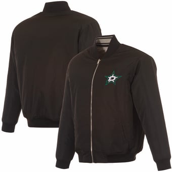 Men's JH Design Black Dallas Stars Full-Zip Reversible Flight Jacket