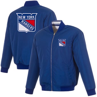 Men's JH Design Blue New York Rangers Full-Zip Reversible Flight Jacket