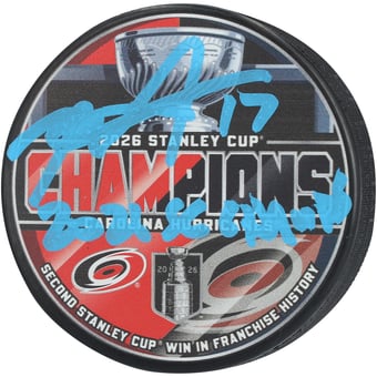 Rod Brind'Amour Carolina Hurricanes Autographed 2026 Stanley Cup Champions Hockey Puck with "2026 SC Champs" Inscription