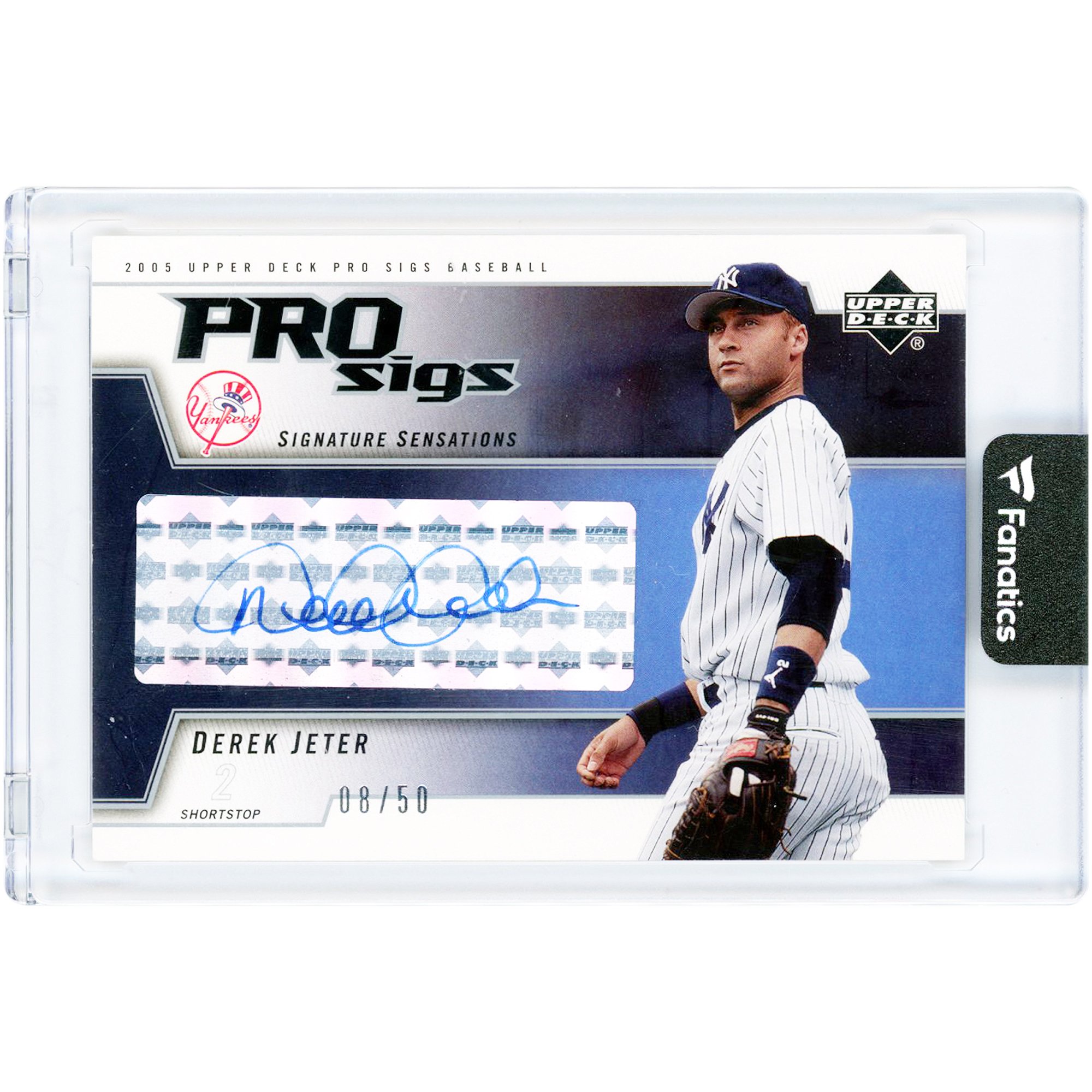 Carta autografata di Derek Jeter dei New York Yankees, edizione Upper Deck Pro Sigs 2005 #SS-DJ #8/50