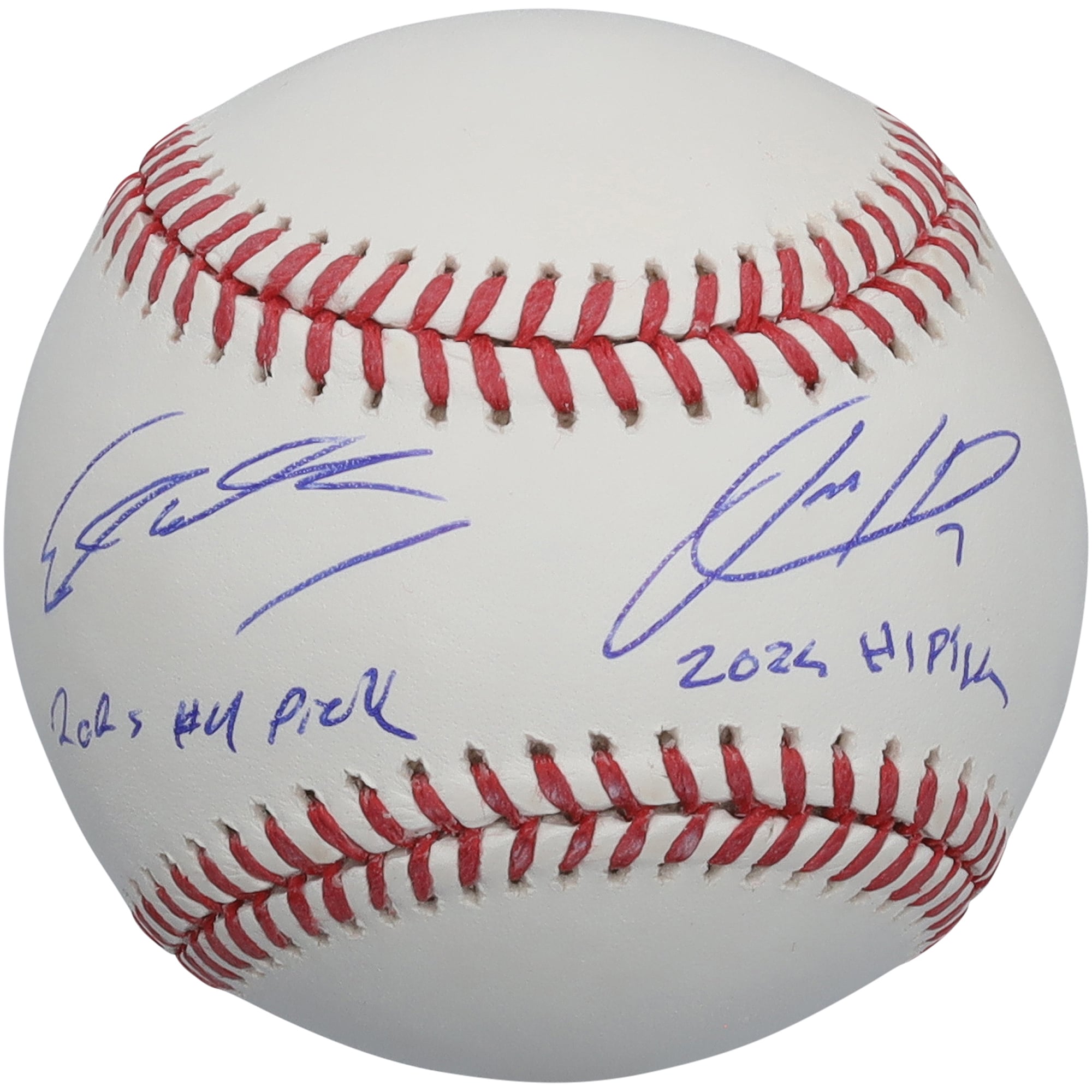 Palla da baseball autografata da Jackson Holliday ed Ethan Holliday con dediche multiple.