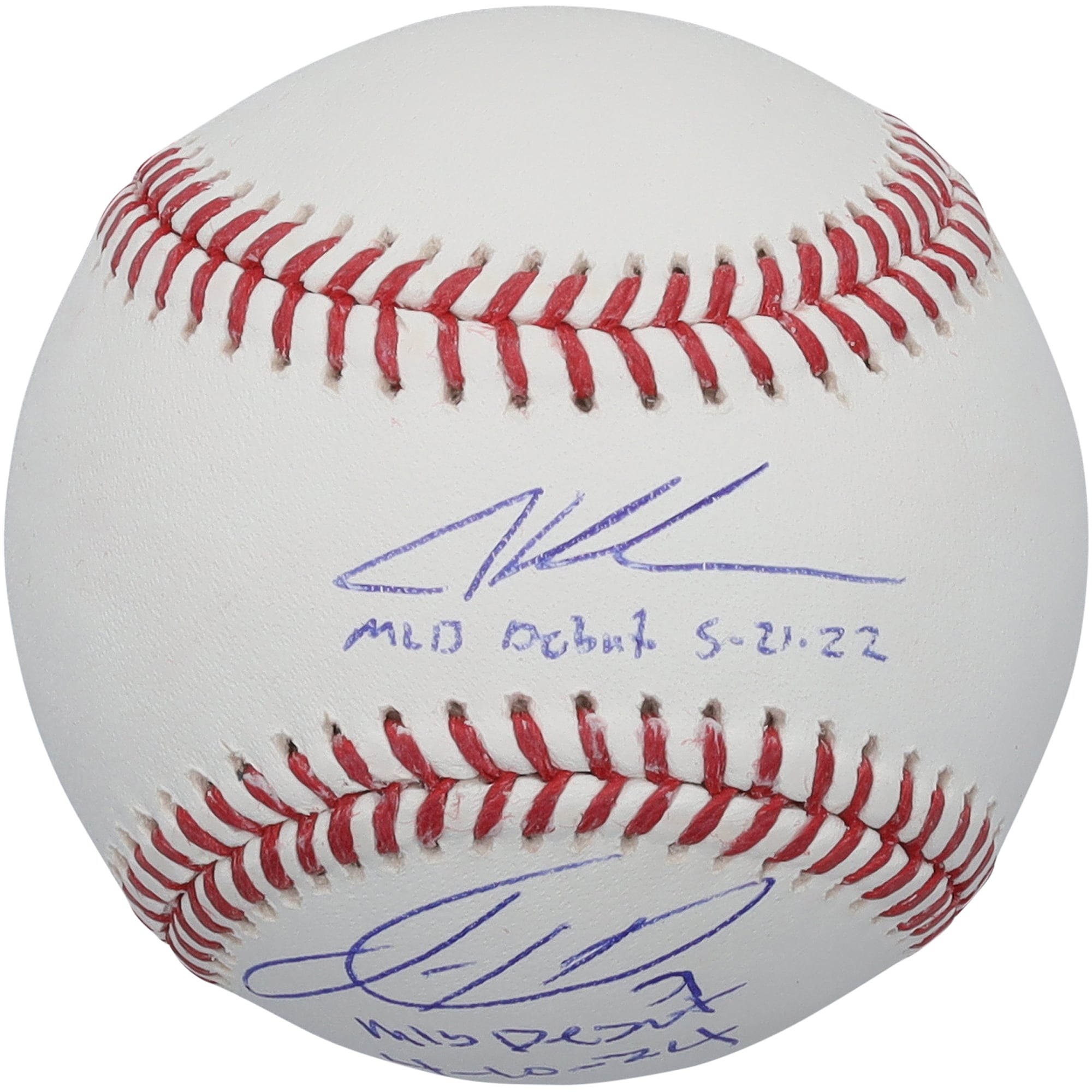 Palla da baseball autografata da Adley Rutschman e Jackson Holliday dei Baltimore Orioles con iscrizioni dedicate al loro debutto in MLB.
