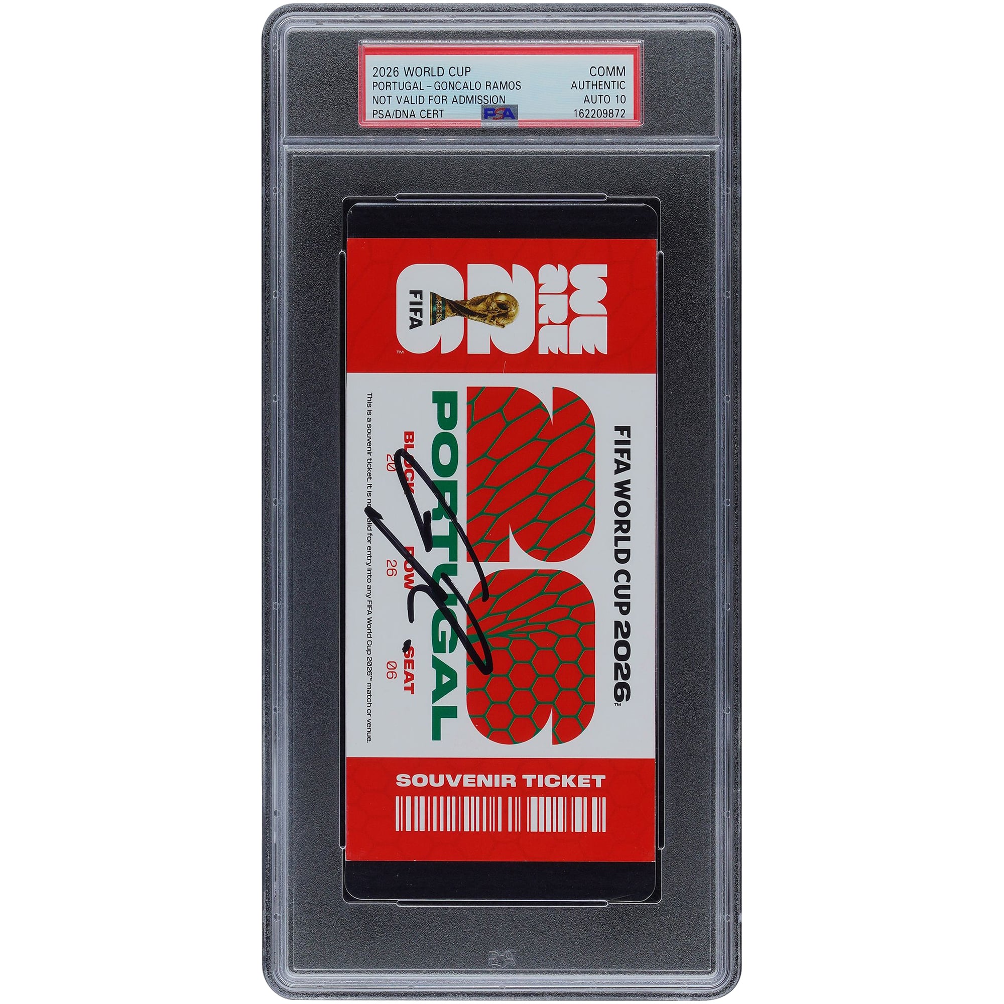 Gonçalo Ramos Portugal National Team Autographed FIFA World Cup 2026 Portugal Commemorative PSA Authenticated Auto Ticket