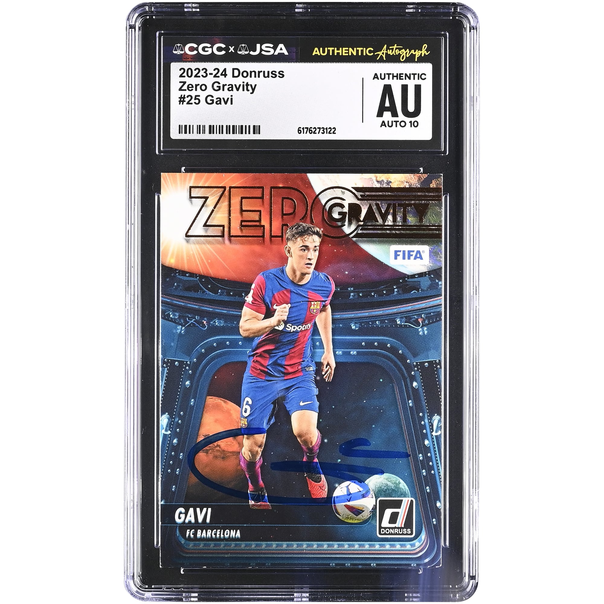 Gavi Barcelona Autographed 2023-24 Panini Donruss Zero Gravity #25 CGC Authenticated Auto 10 Card