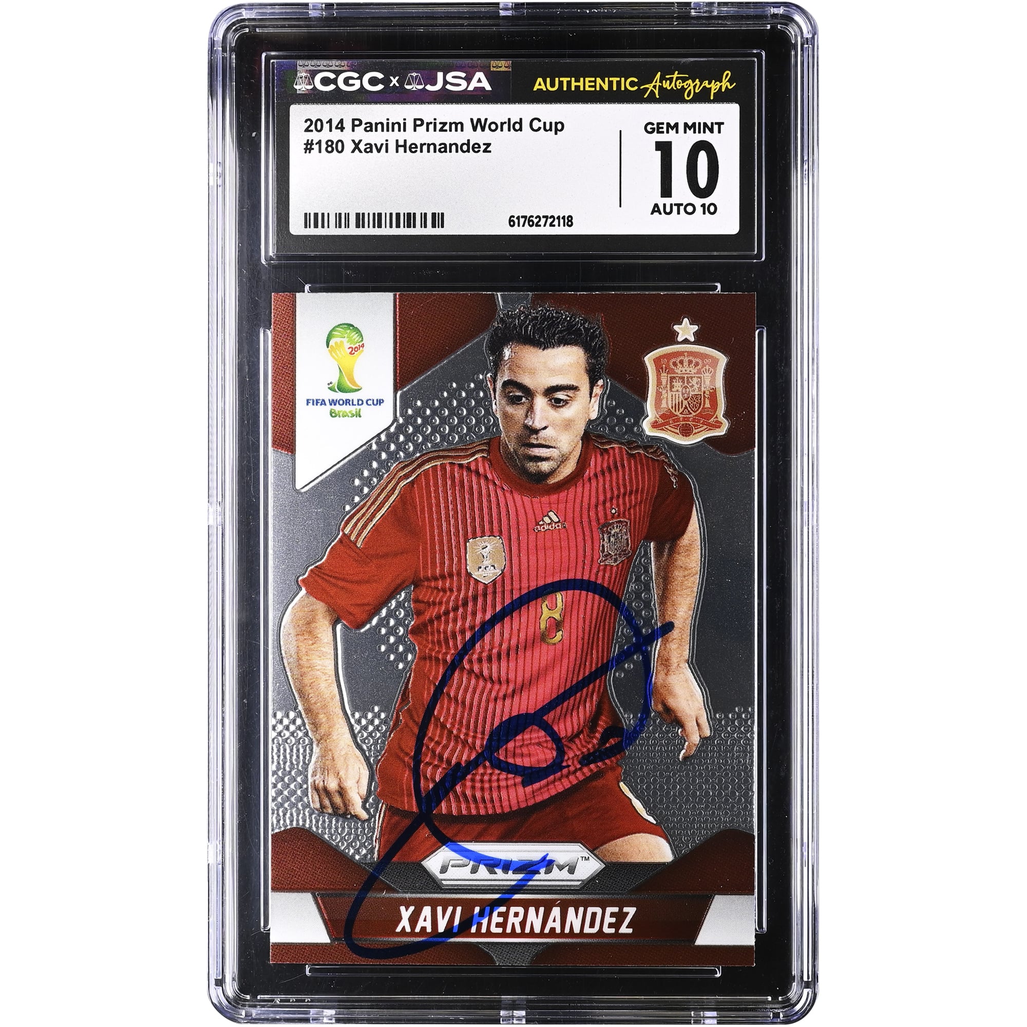 Xavi Hernandez Spain National Team Autographed 2014 Panini Prizm World Cup #180 CGC Authenticated 10/10 Card