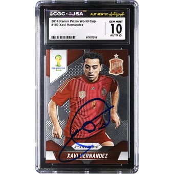 Xavi Hernandez Spain National Team Autographed 2014 Panini Prizm World Cup #180 CGC Authenticated 10/10 Card