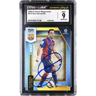 Xavi Hernandez Barcelona Autographed 2020-21 Panini Megacracks #413 CGC Authenticated 9/10 Card