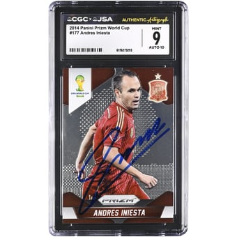 Andres Iniesta Spain National Team Autographed 2014 Panini Prizm World Cup #177 CGC Authenticated /10 Card