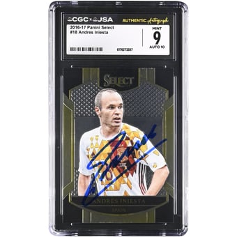 Andres Iniesta Spain National Team Autographed 2016-17 Panini Select #18 CGC Authenticated /10 Card