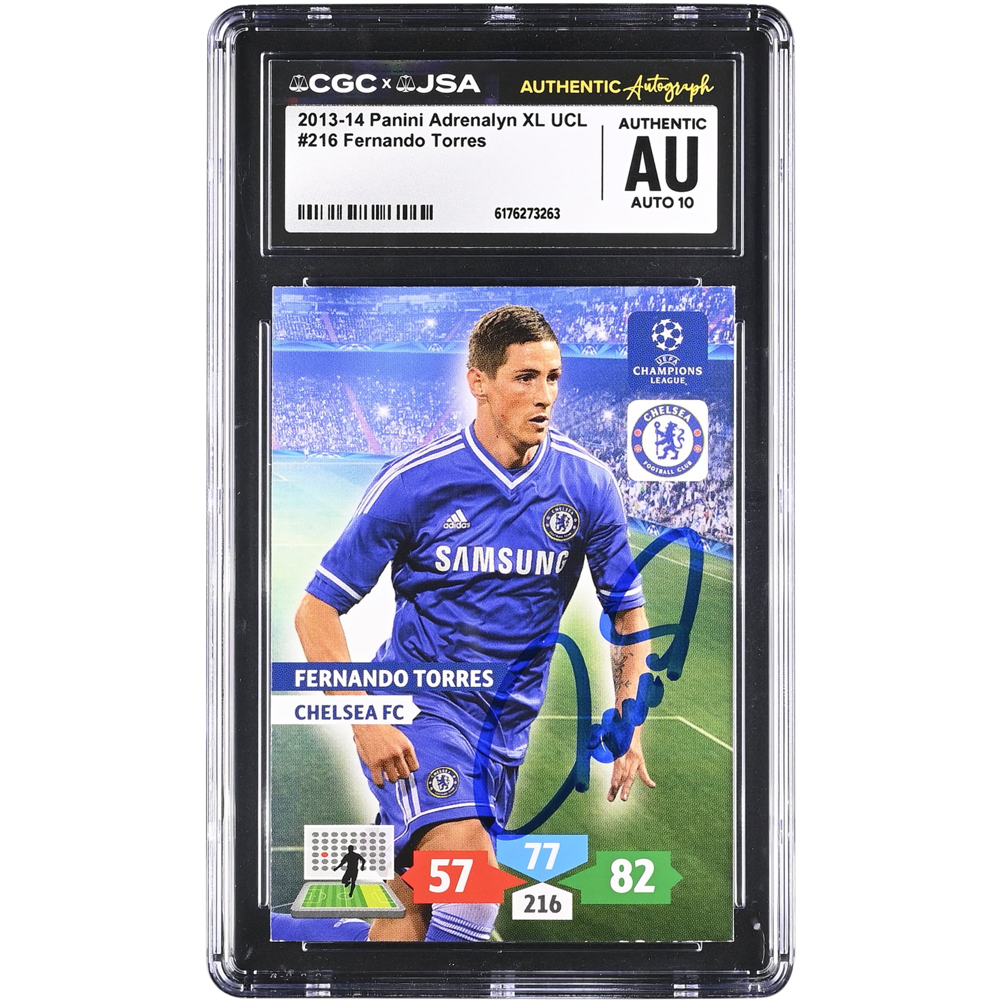 Fernando Torres Chelsea Autographed 2013-14 Panini Adrenalyn XL UCL #216 CGC Authenticated Auto 10 Card