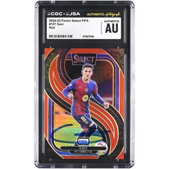 Gavi Barcelona Autographed 2024-25 Panini Select FIFA Red #107 CGC Authenticated Card